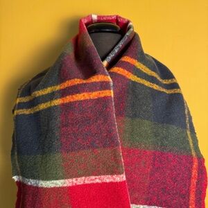 Barbour Orange and Cream Wool Scarf